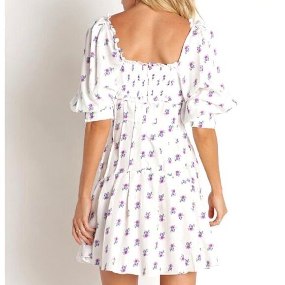 NWT For Love and Lemons Viola Mini  White Dress Floral Size XXS - Picture 3 of 10